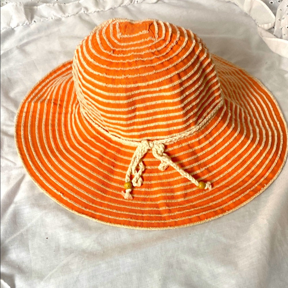 Orange and White Striped Sun Hat